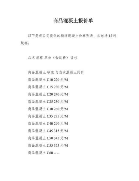 商品混凝土价格多少钱一方_商品混凝土强度等级有哪些